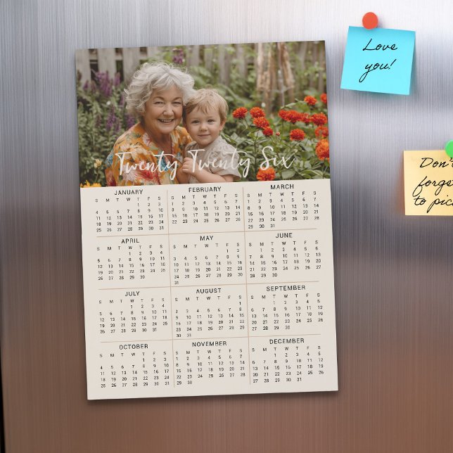2026 Magnetic Photo Calendar Full Year 5x7 Card (2026 Magnetic Photo Calendar by Darling & May)