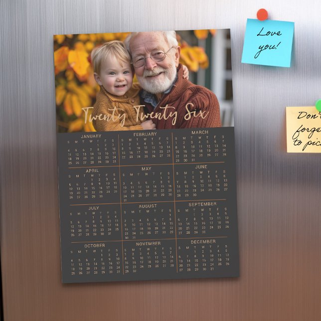2026 Magnetic Photo Calendar Full Year Black Card (2026 Magnetic Photo Calendar by Darling & May)