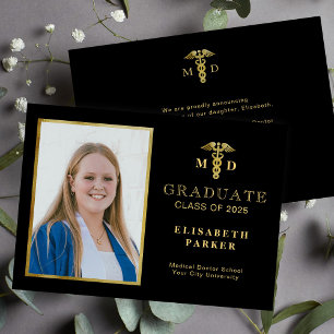 2026 Medical school MD gold photo graduation Announcement