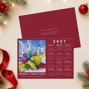 2026 MERRY CHRISTMAS Photo 2027 Calendar Red Holiday Card