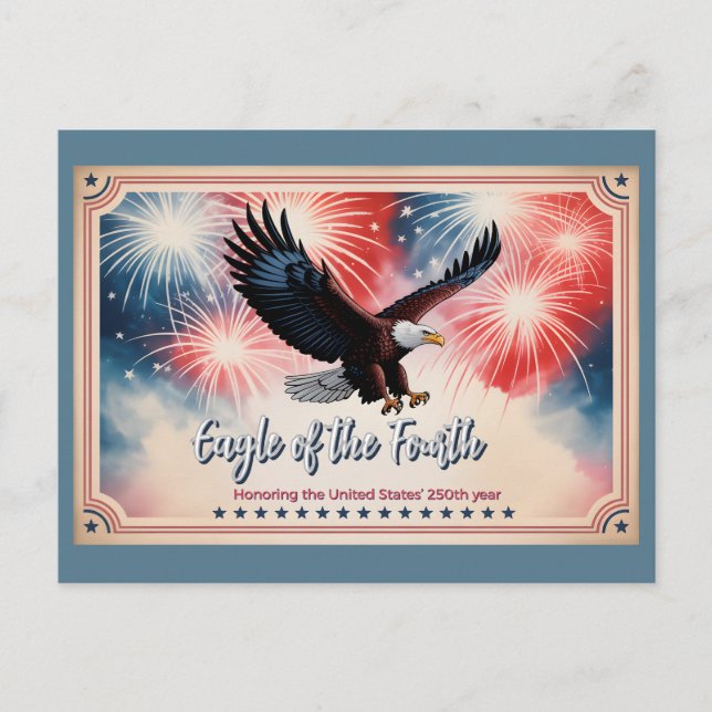 2026 Mini Calendar Firework, "Eagle of the Fourth" Postcard (Front)