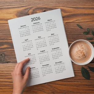 "2026 Minimalist Calendar Postcard