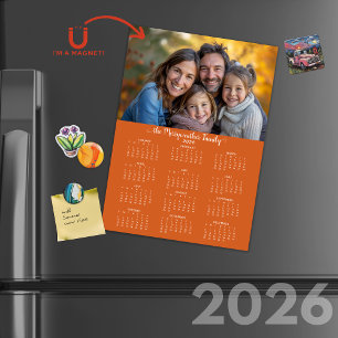 2026 Modern Burnt Orange Holiday Photo Calendar
