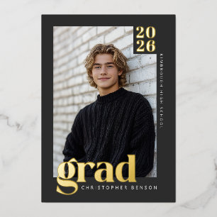 2026 Modern Charcoal 4 Photo Graduation Gold