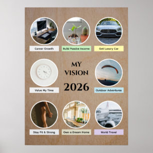 2026 Modern Circle Photo Vision Board Poster