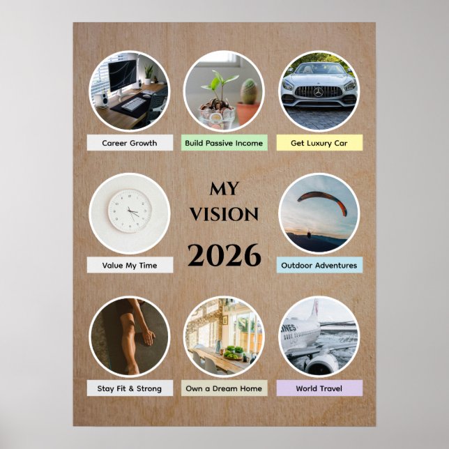 2026 Modern Circle Photo Vision Board Poster (Front)
