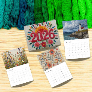 2026 Modern Cross Stitch Art   Aesthetic  Calendar