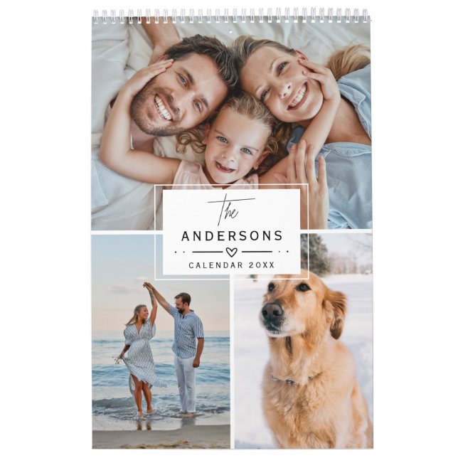 2026 Modern Elegant Custom Family Photo Collage Calendar (Cover)