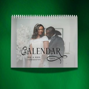 2026 Modern Elegant Wedding Photo Newlyweds Calendar