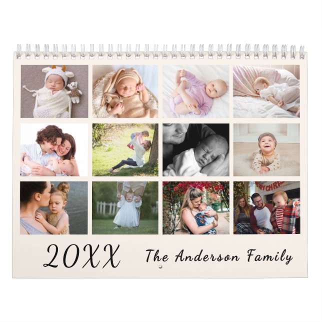 2026 Modern Family Photo Calendar – black & white (Cover)