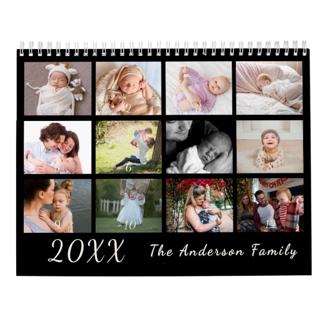2026 Modern Family Photo Calendar – black & white (Back)