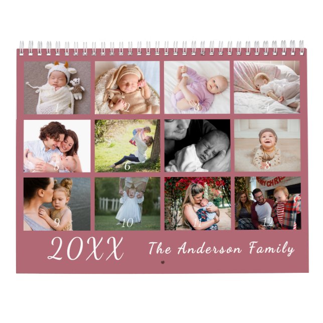 2026 Modern Family Photo Calendar – Pink (Back)