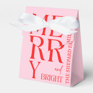 2026 Modern Merry and Bright Red Pink Christmas Favour Box