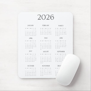 2026 Modern Minimalist Mini Calendar Mouse Pad
