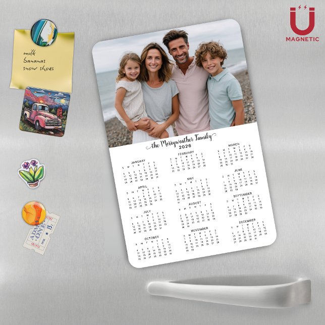2026 Modern Personalised Photo Calendar Magnet (2026 Modern Personalized Photo Calendar Magnet)