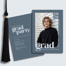 2026 Modern Slate Blue Graduation Party