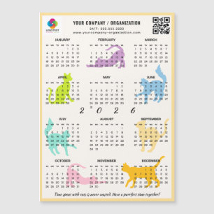2026 Monthly Calendar Pastel Playful Cat Magnet