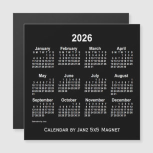 2026 Neon White Calendar by Janz 5x5 Magnet