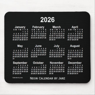 2026 Neon White Calendar by Janz Mouse Pad