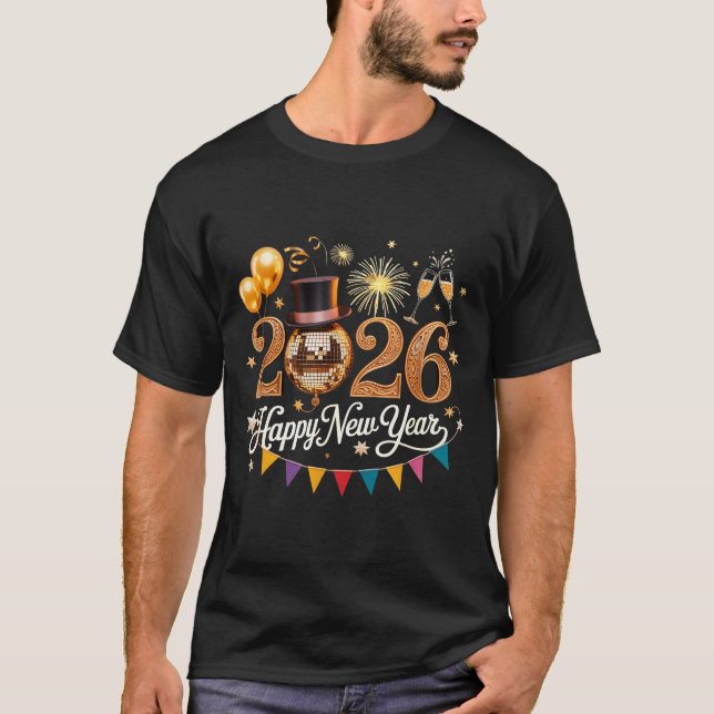 2026 New Year Celebration Disco Ball Gold Festivit T-Shirt (Front)