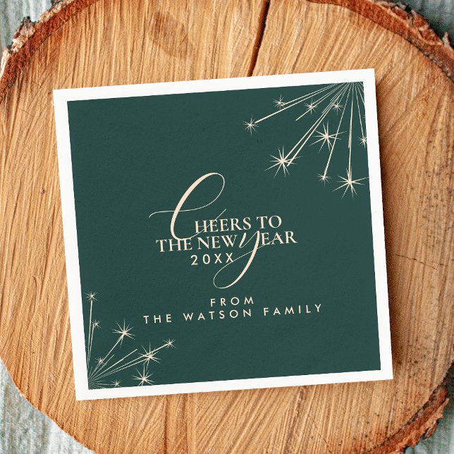 2026 New Year Classy Modern Typography Green Napkin (Creator Uploaded)