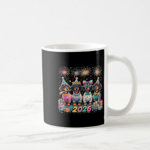 2026 New Year Dachshund Party Fireworks Fun Coffee Mug