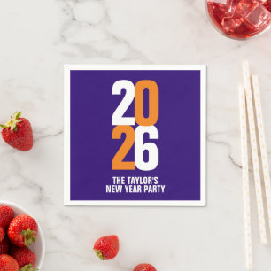 2026 new year event custom orange white dark blue napkin