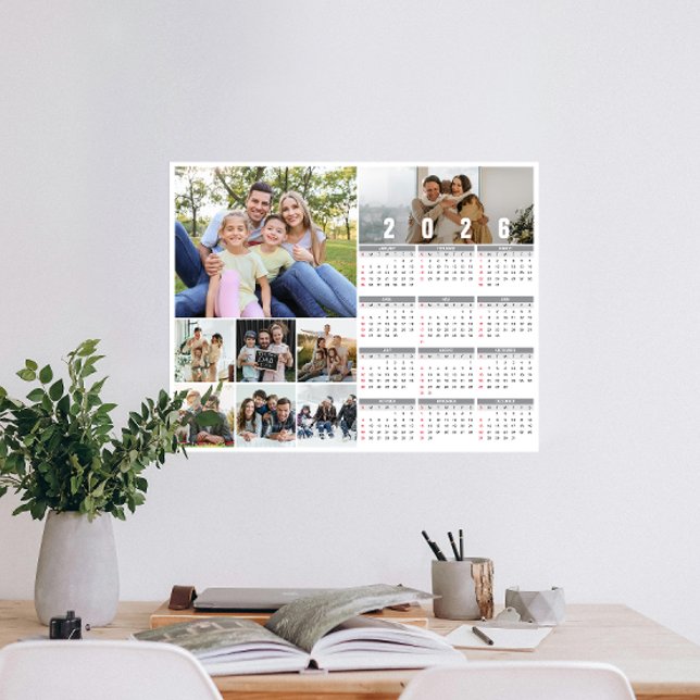 2026 New Year Family Personalised Photo Calendar Poster (Personalize 2026 with our custom photo calendar poster—display favorite photos and stay organized.)