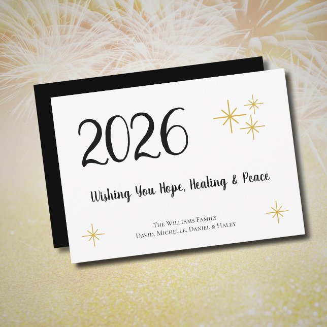 2026 New Year Gold Snowflakes Festive Typography  Holiday Card (Creator Uploaded)