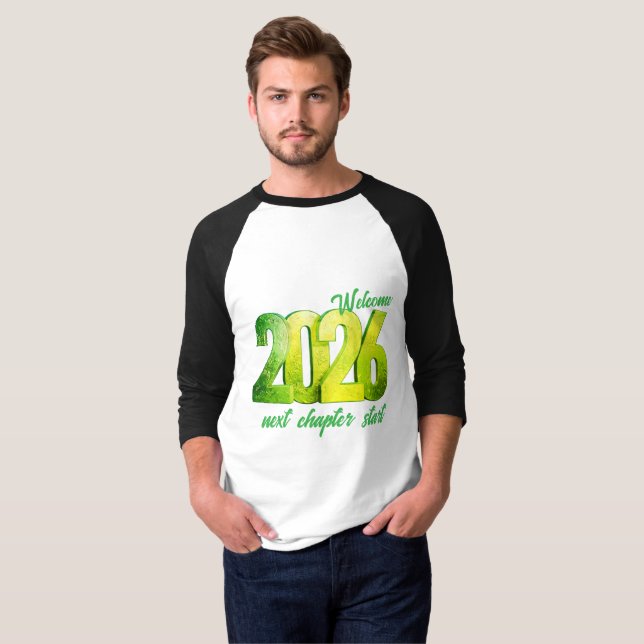 2026 NEW YEAR MENS 3/4 SLEEVE RAGLAN T-Shirt (Front Full)