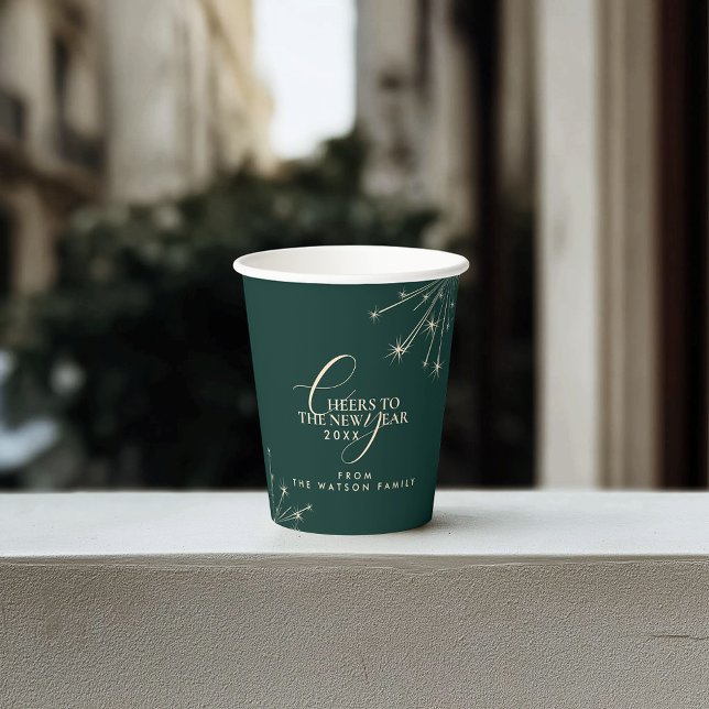 2026 New Year Modern Elegant Typography Green Paper Cups (Creator Uploaded)