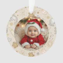 2026 New Year Photo Ornament – Gold Fireworks