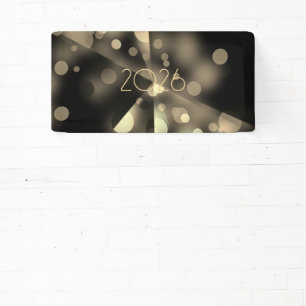 2026 new year with golden bubbles banner