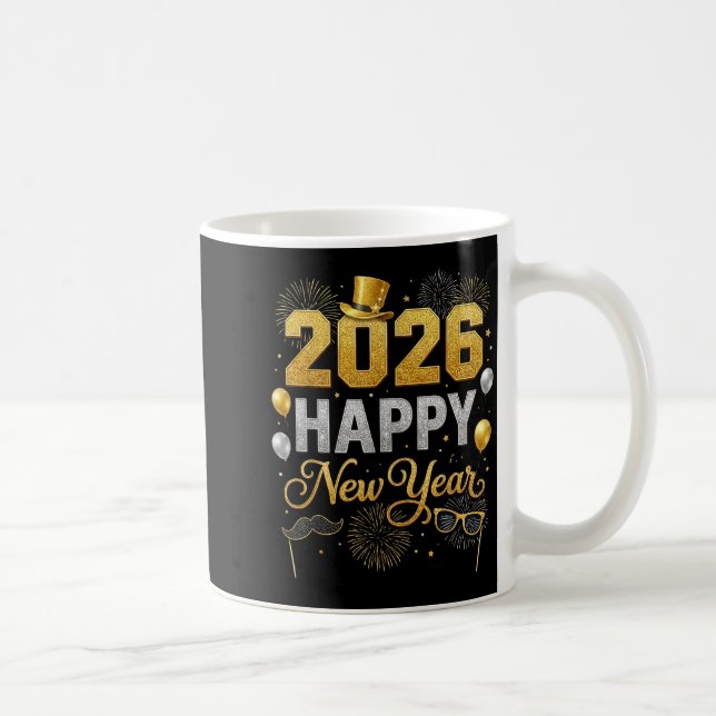 2026 New Years Eve For Womens Men Mom Kids Happy N Coffee Mug (Right)