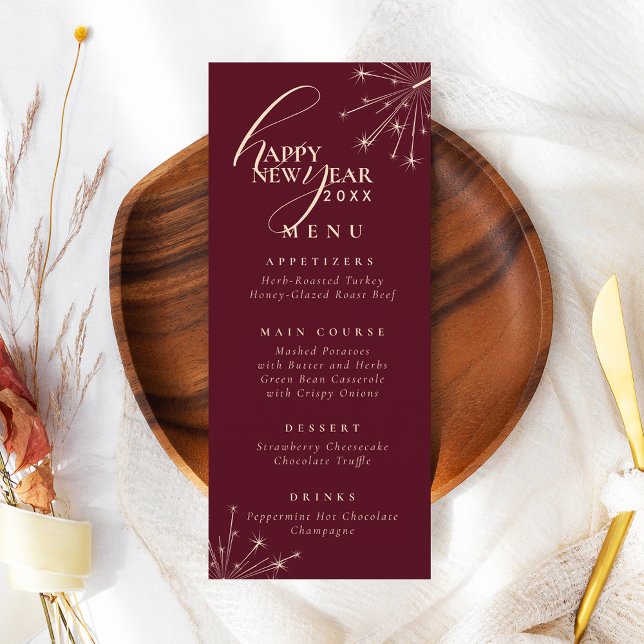 2026 New Years Modern Festive Maroon Typography Invitation (Creator Uploaded)