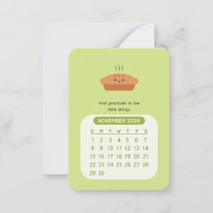 2026 November Monthly Kawaii Motivational Calendar Card