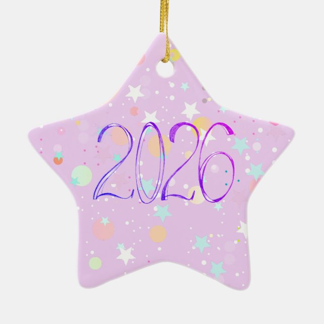 2026 number new year drawing cute pastel Ornament (Back)