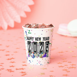 2026 Odometer New Years Party Paper Cups