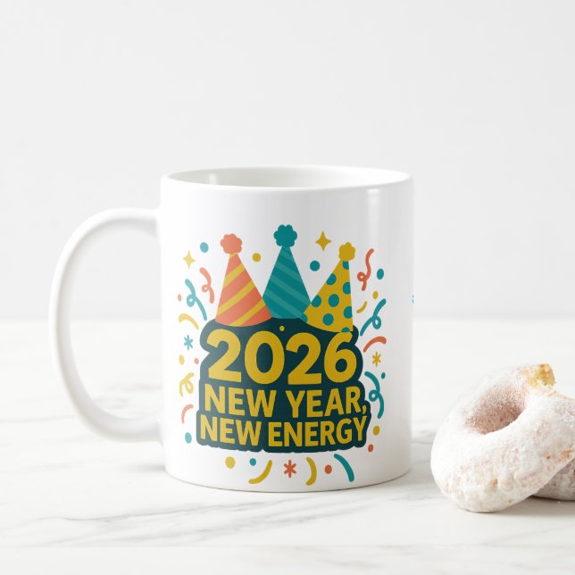 2026 Party Hat Fun Coffee Mug (With Donut)