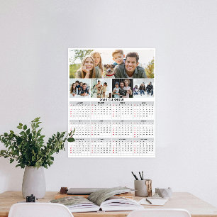 2026 Personal Family Collage Custom Photo Calendar Poster