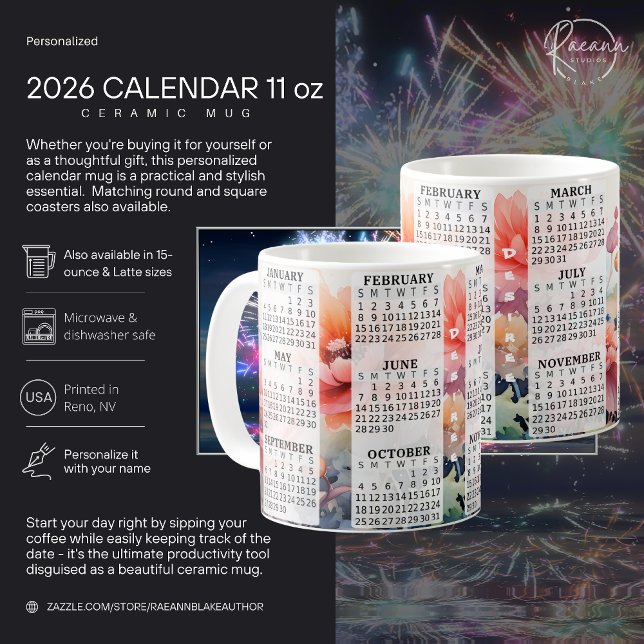 2026 Personalised 11 oz. Calendar Ceramic Mug (Creator Uploaded)