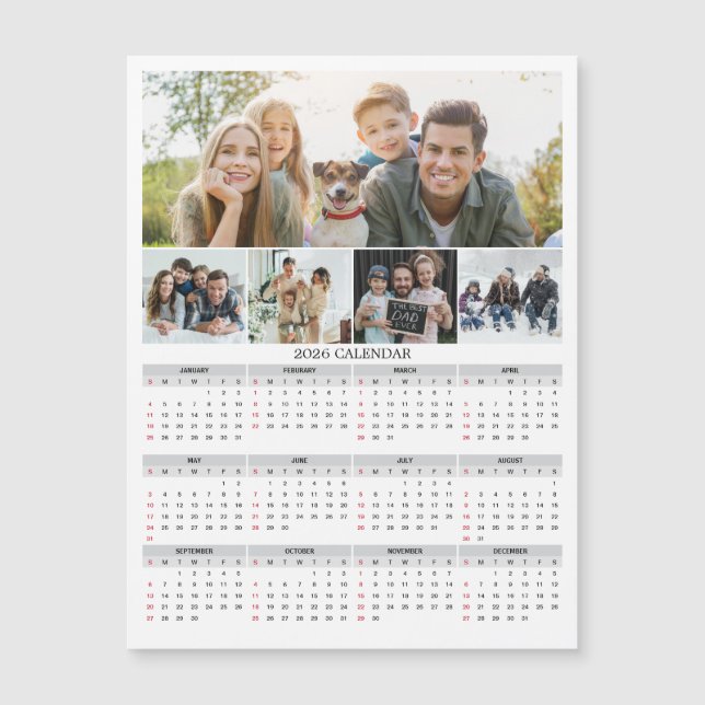 2026 Personalised Family Photo Calendar Magnet (Front)