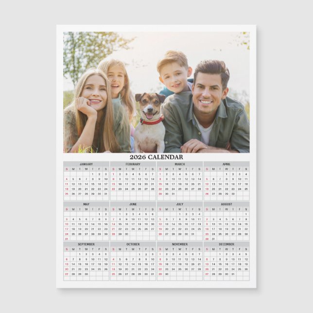 2026 Personalised Photo Calendar Magnet  (Front)