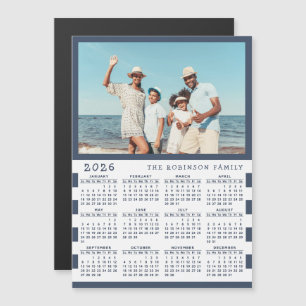 2026 Photo Calendar Fridge Magnet with Family Name