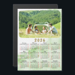 2026 Photo Calendar Magnet Green Nebula Red Black<br><div class="desc">This modern 2026 magnetic calendar is easy to customise with a personal photo. Weekend days are in red to make it easier to plan each week. Months are in script on this design. Pastel green nebula background makes it cute and stylish. Click "Personalise" ("View Product Details" / "Personalise") and change...</div>