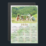 2026 Photo Calendar Magnet Green Nebula Red Black<br><div class="desc">This modern 2026 magnetic calendar is easy to customise with a personal photo. Weekend days are in red to make it easier to plan each week. Months are in script on this design. Pastel green nebula background makes it cute and stylish. Click "Personalise" ("View Product Details" / "Personalise") and change...</div>