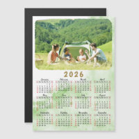 2026 Photo Calendar Magnet Green Nebula Red Black