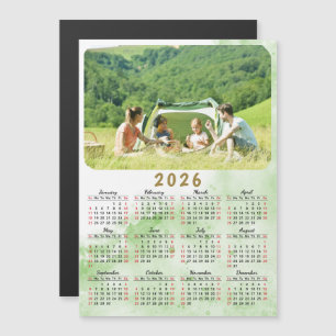 2026 Photo Calendar Magnet Green Nebula Red Black