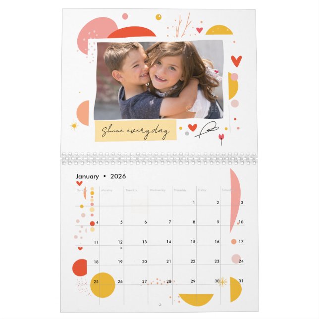 2026 Photo Calendar Motivational Shine Every Day (Jan 2026)