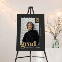 2026 Photo Charcoal Modern Graduation Welcome